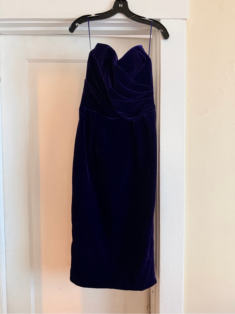 RASARIO Deep Purple Velvet Draped Midi Dress FR 38 Altered Read Measurements